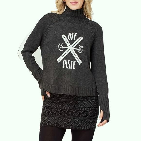 New NoTag Krimson Klover Sweater XS Off Piste Ski Acrylic Wool Mock Neck Boxy - Picture 1 of 8